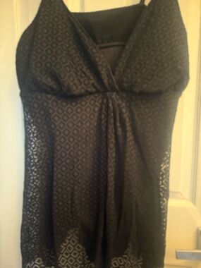 Croft And Barrow Black Lace Overlay one piece swim dress